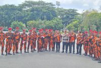 Puluhan anggota Komandan Inti (KOTI) Mahatidana Pemuda Pancasila Kaltim turut ambil bagian dalam Apel Sabuk Kamtibmas yang digelar di Gelora Kadrie Oening, Sempaja, Samarinda, Kamis (13/8/2026).